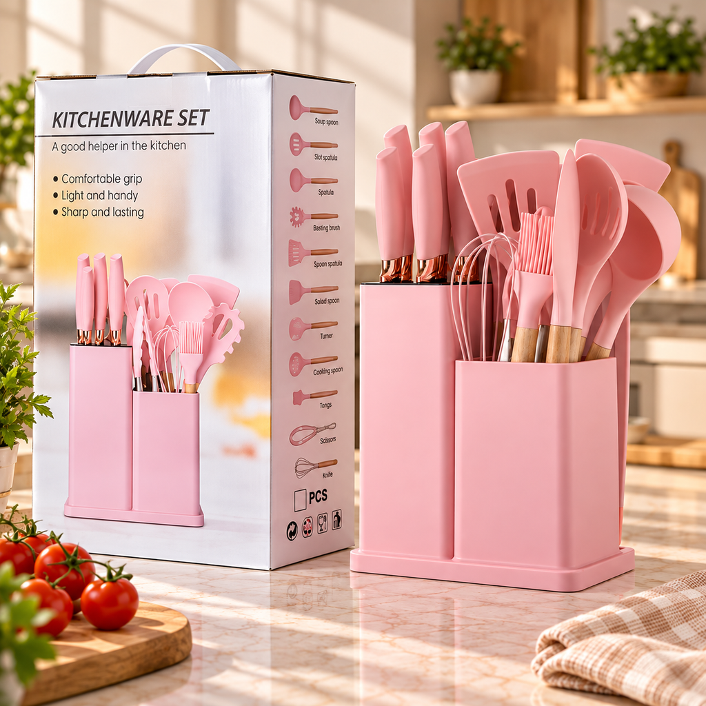 Set de Utensilios de Cocina de 19 Piezas en Silicona