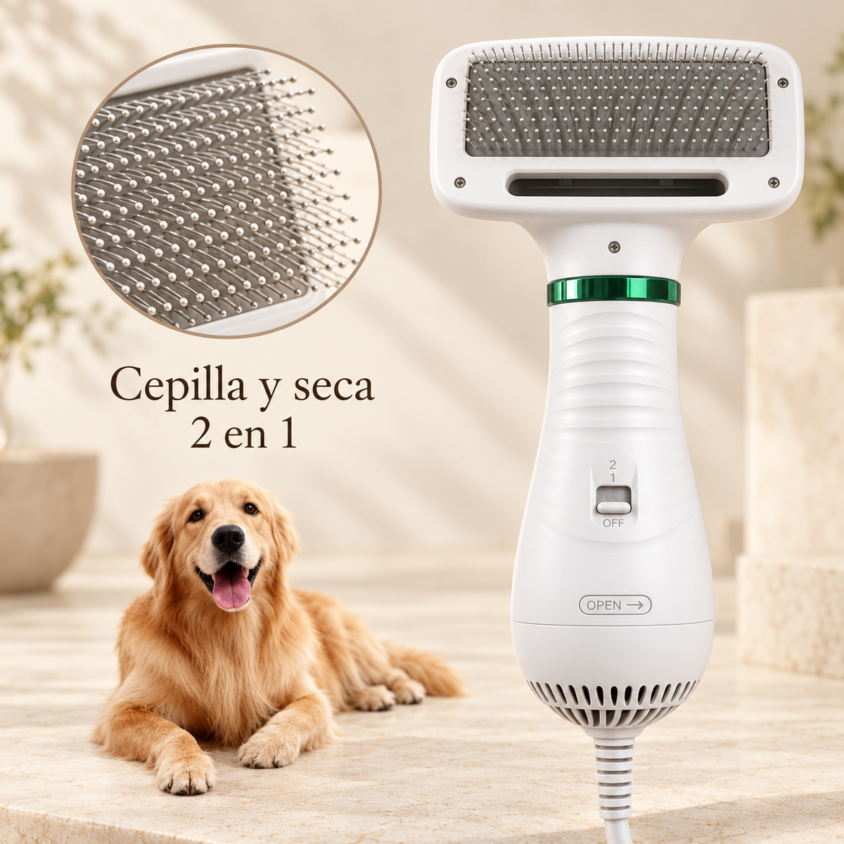 Cepillo Peine Secador De Mascotas