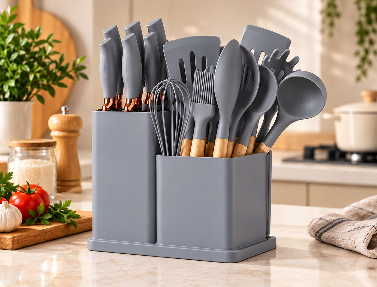 Set de Utensilios de Cocina de 19 Piezas en Silicona